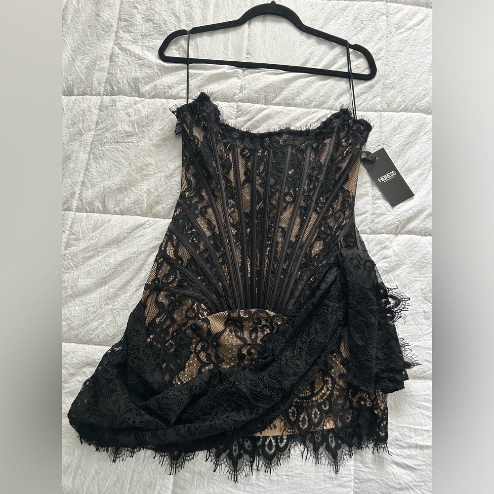Laced black corset mini dress